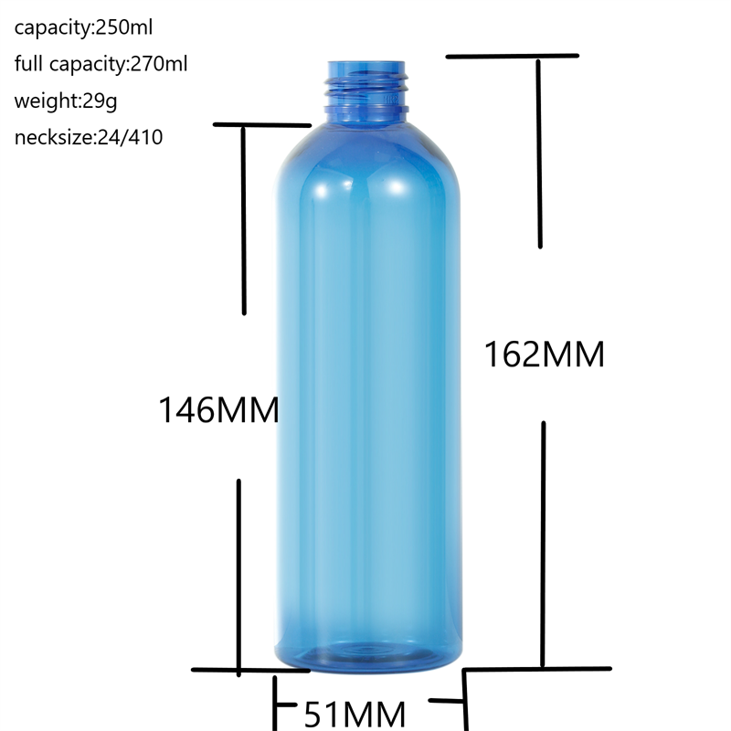 250ml 8.5oz empty boston round pet plastic skincare packaging bottle