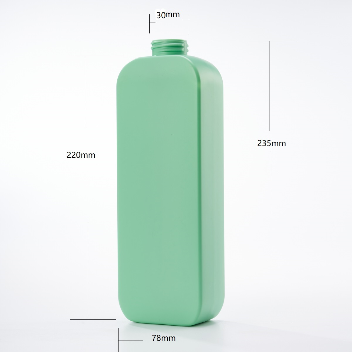 750ml Eco friendly empty PE plastic Bottle large capacity flat square shampoo bottles