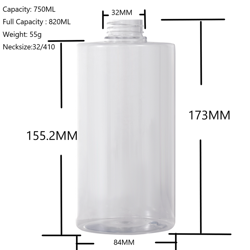750ml cylinder plastic pump packaging bottle containers