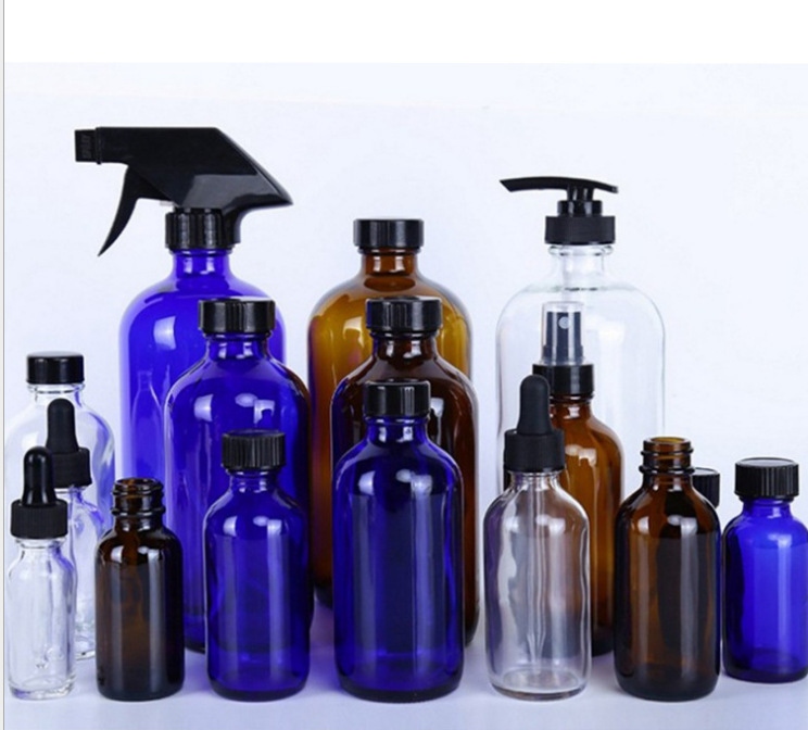 500ml 18oz boston round amber color glass bottles with lid nail polish oil container