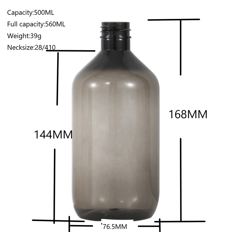 500ml 16oz empty round transparent plastic pet bottle