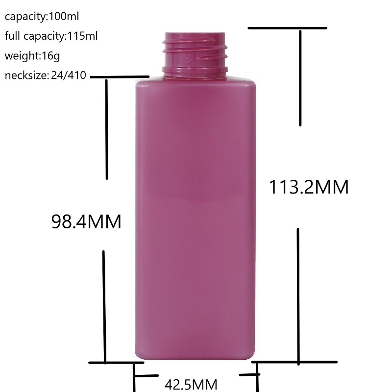 100ml rectangular PET plastic packaging bottle containers