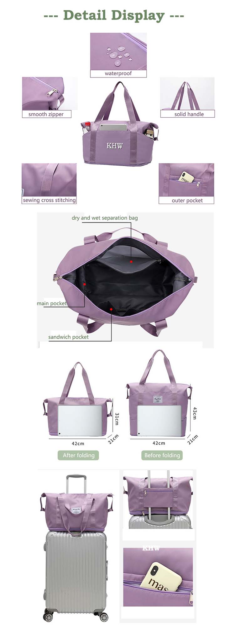 Foldable Nylon Travel Bag For Women Foldable Nylon Travel Bag For Women