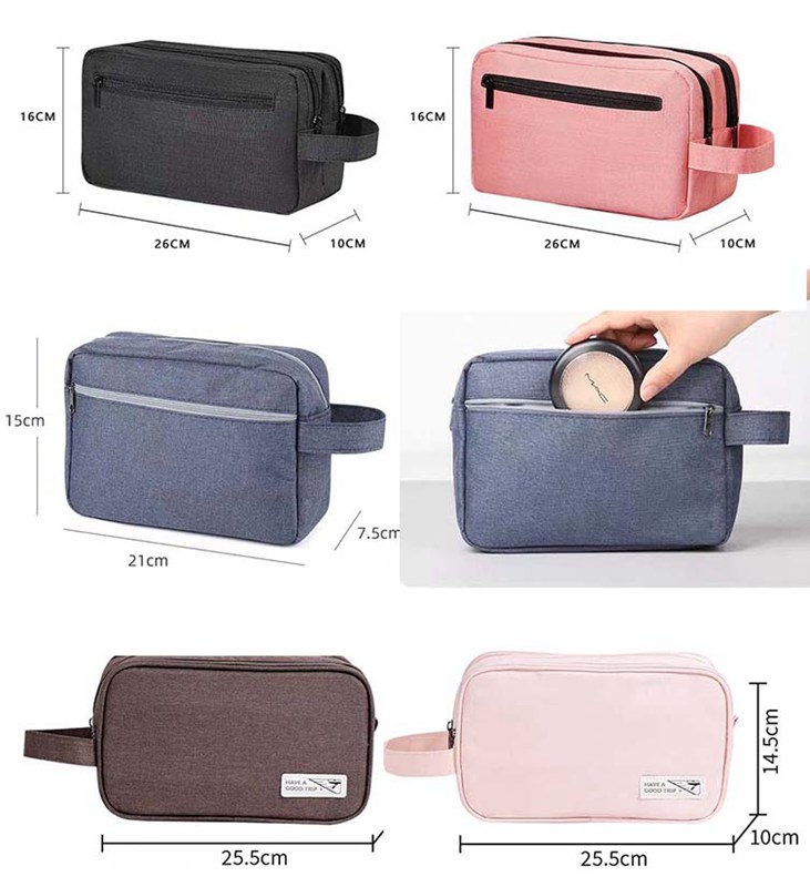 Black Polyester Wash Pouch With Zipper Black Polyester Wash Pouch With Zipper