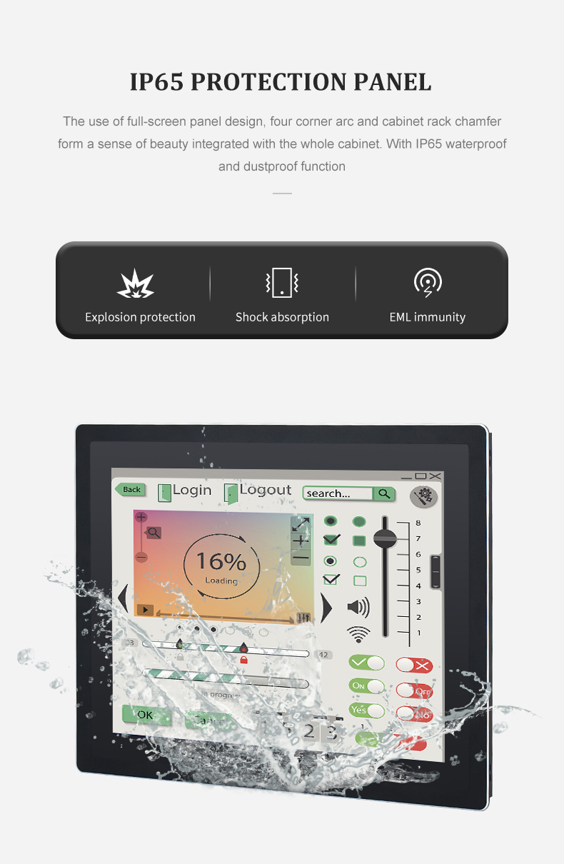 capacitive touch screen industrial monitor ip65