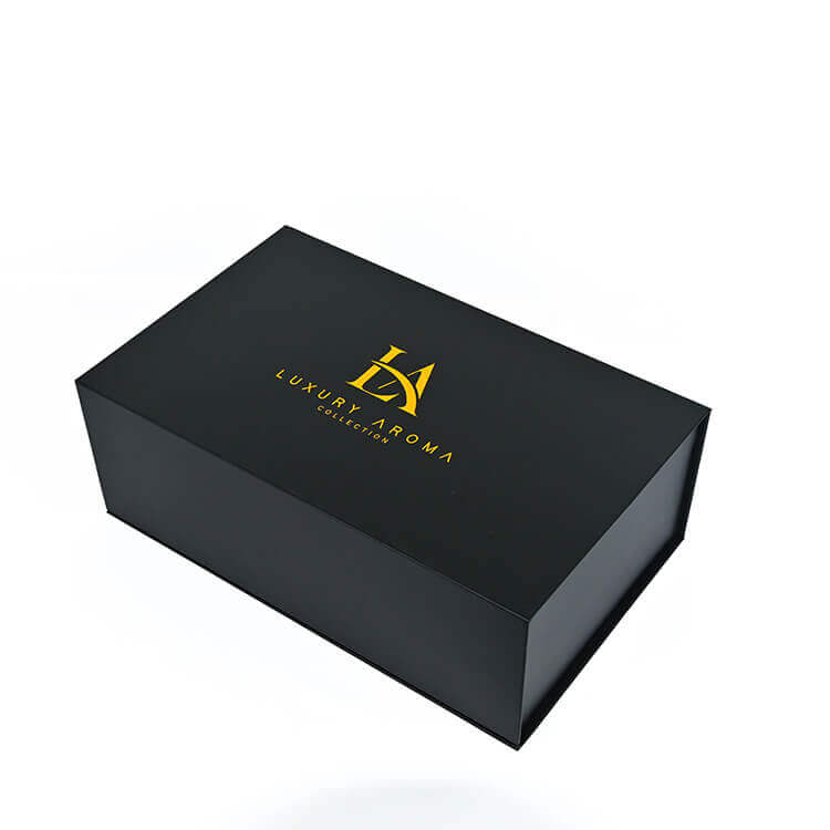 Luxury Folding Classic Black Large Magnetic Presentation Gift Hamper Box For Packing