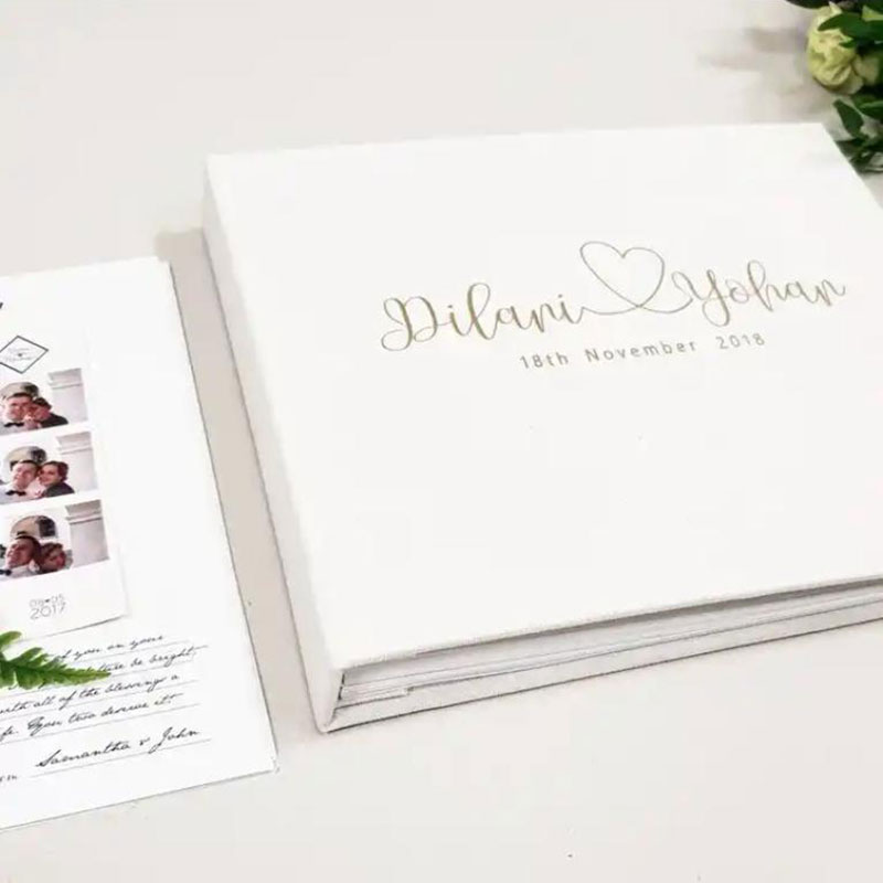Custom Hot Sale Leather Paper Card Luxury Linen Wedding Photo Album Printing Logo