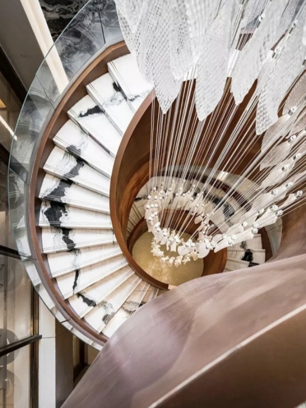 panda white marble stairs