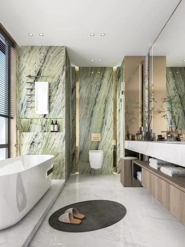 Verde Prato Marble bathroom design