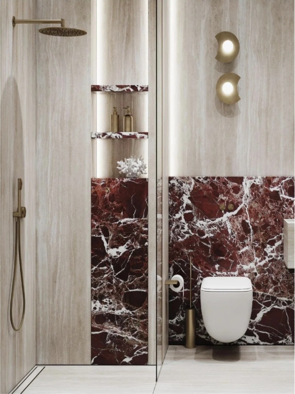 Rosso Levanto Marble bathroom wall
