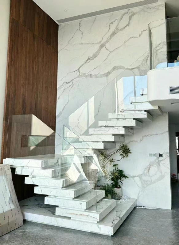 calacatta marble staircase