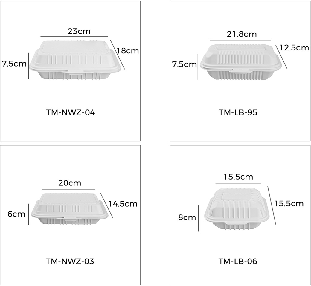 Cornstarch Clamshells of Different Sizes Cornstarch Clamshells of Different Sizes