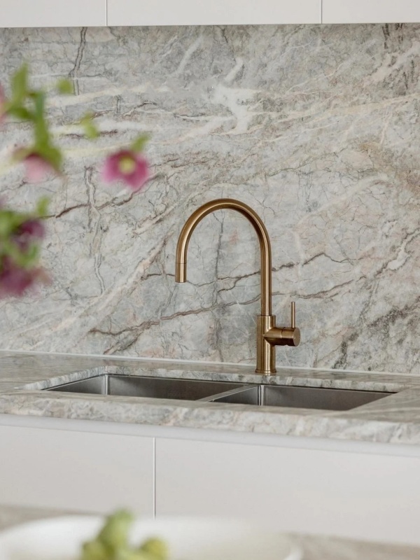 Italy Fior Di Pesco Gray Marble countertop and backsplashes