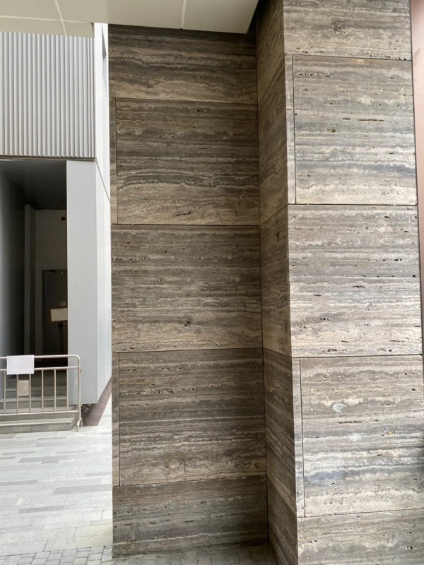 Silver travertine wall cladding