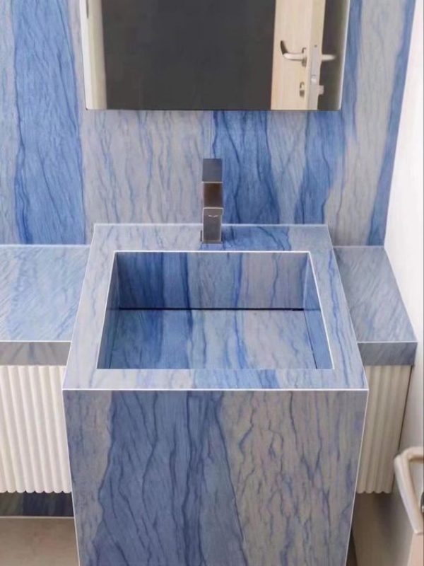 azul macaubas quartzite vanity