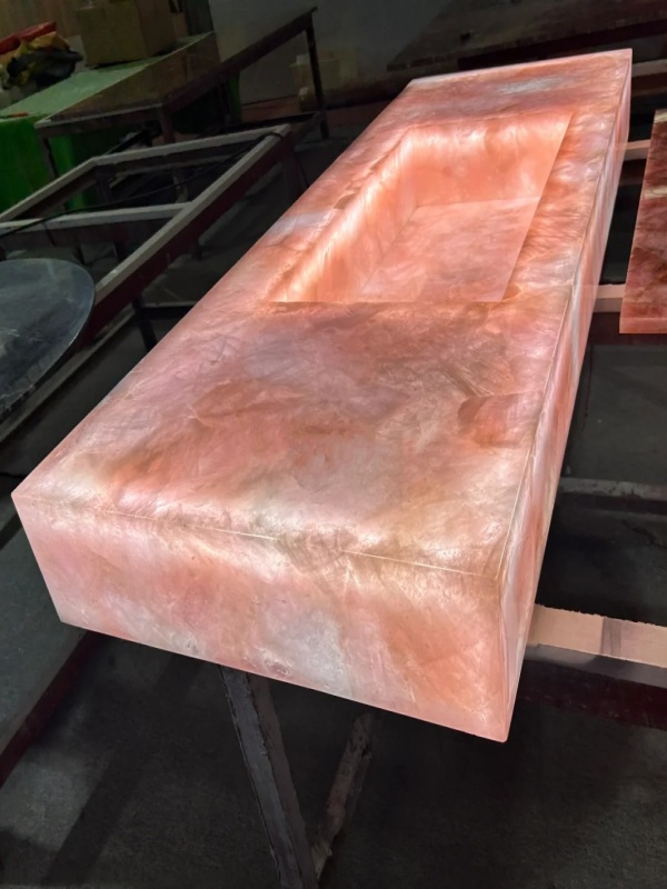 Translucent Quartz Cristallo Pink Quartzite Bathroom Vanity