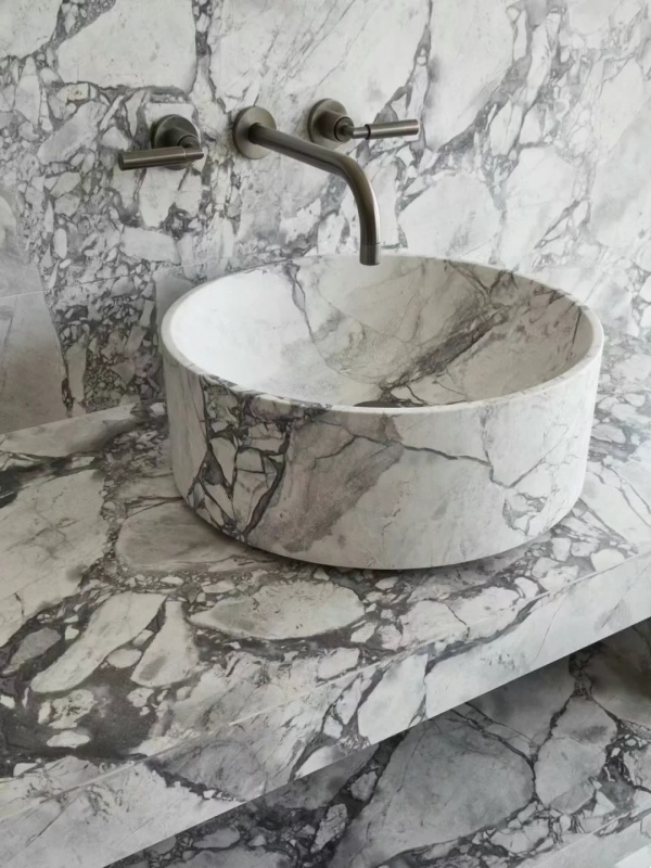 super white quartzite basin