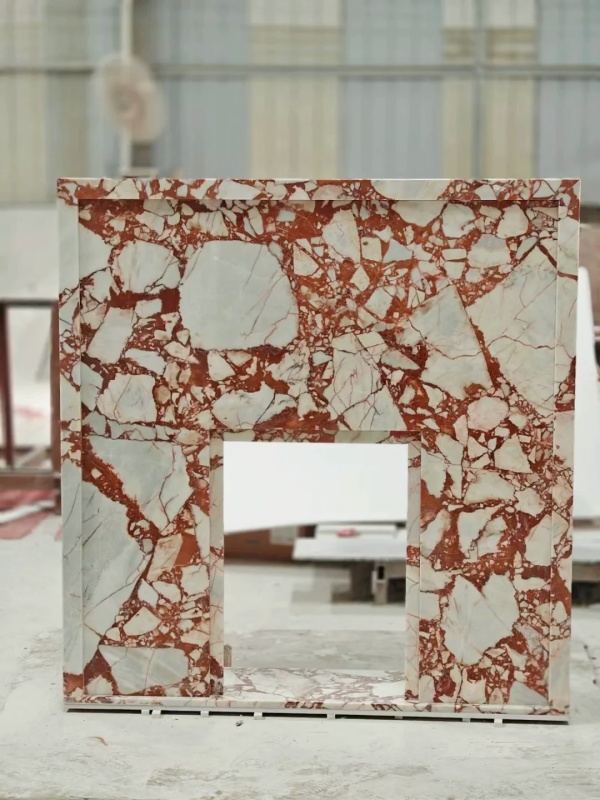 Bulgari Red Marble fireplace