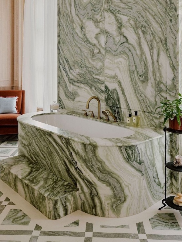 China Jade Green Marble bathroom tub