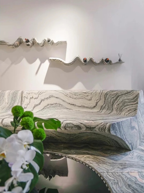 Cloud wave Marble bench