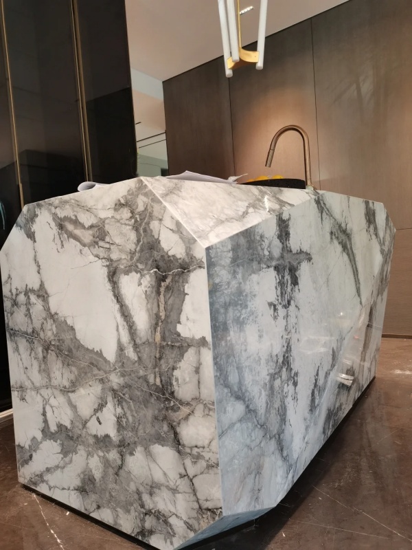 Invisible Grey Marble island