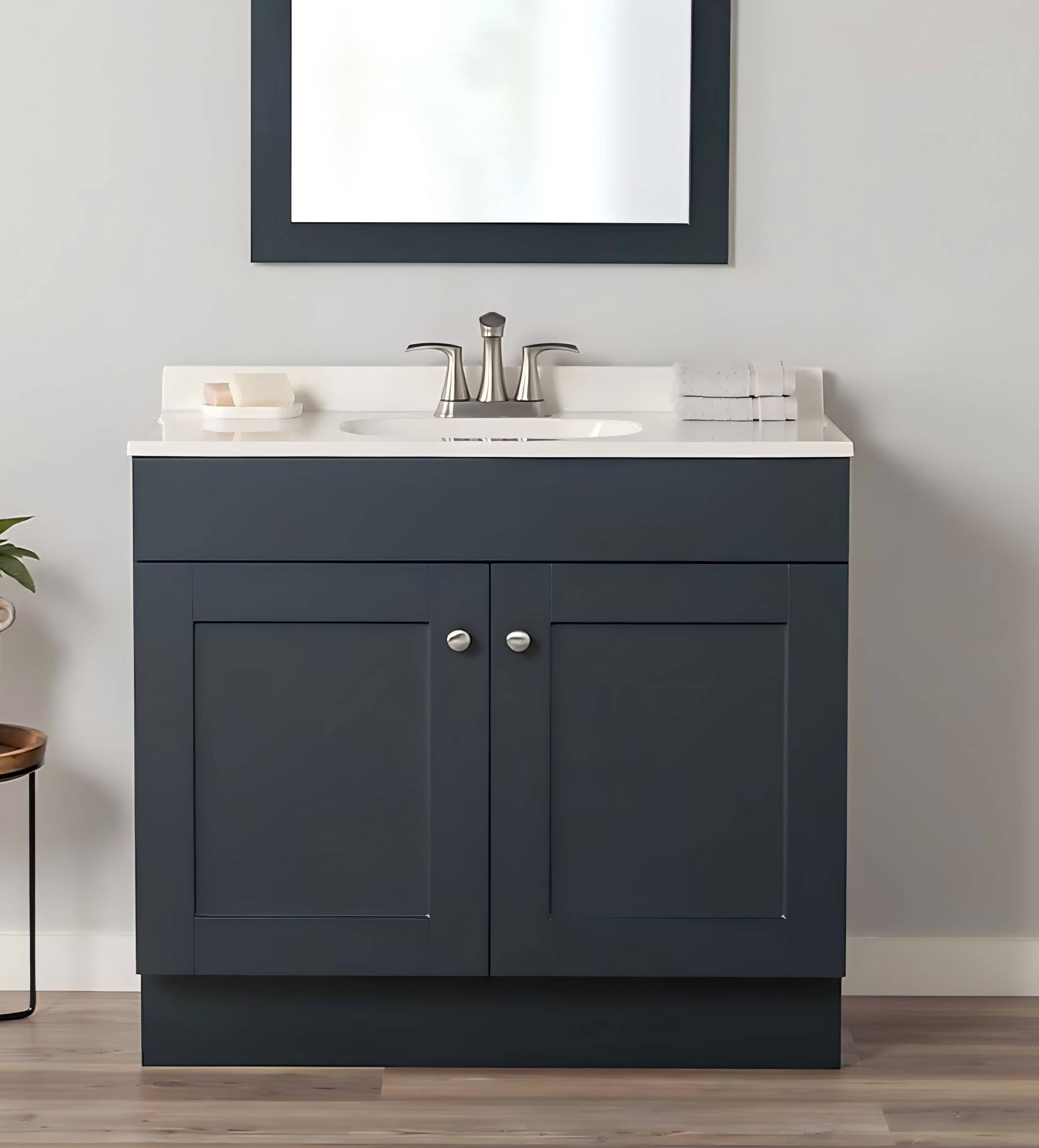Navy Blue single sink bathroom cabinet Navy Blue single sink bathroom cabinet