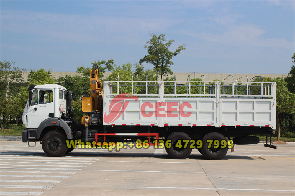 Beiben cargo truck mounted knuckle boom crane