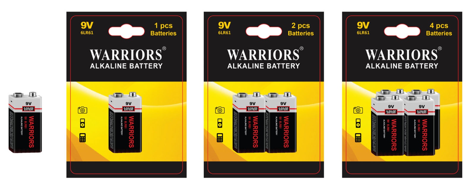 High-capacity Industrial 9 Volt Alkaline Batteries High-capacity Industrial 9 Volt Alkaline Batteries