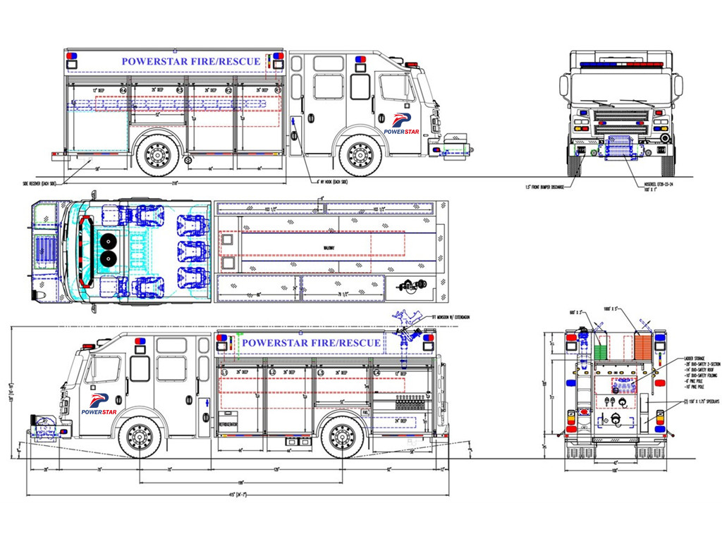 Beiben 1929 fire rescue technical drawing Beiben 1929 fire rescue technical drawing