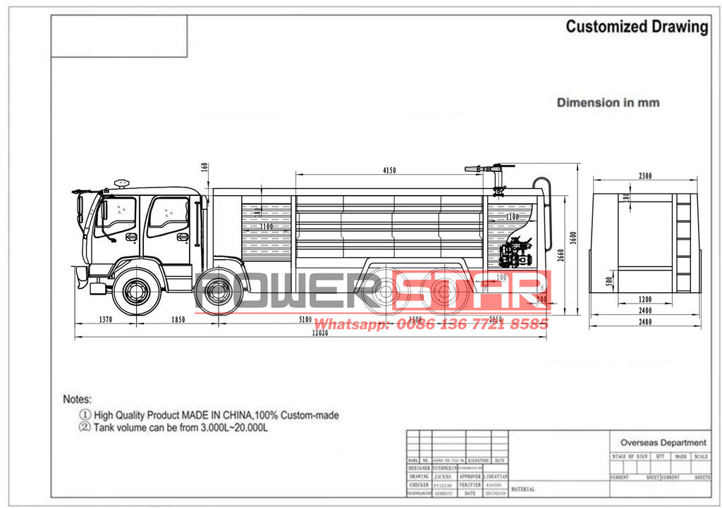 Technical drawing for VOLVO 8x4 fire truck