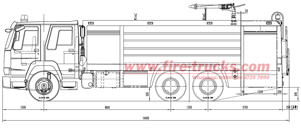 Benz 6x6 heavy duty ARFF fire truck drawing Benz 6x6 heavy duty ARFF fire truck drawing
