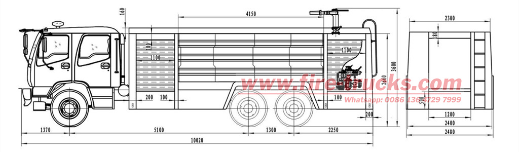 HOWO fire truck technical drawing HOWO fire truck technical drawing