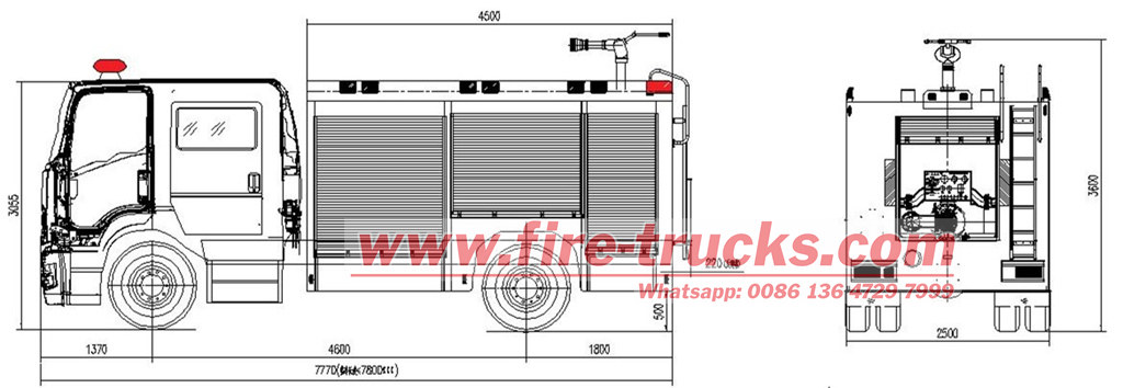 Isuzu GIGA 4x2 fire fighting truck drawing