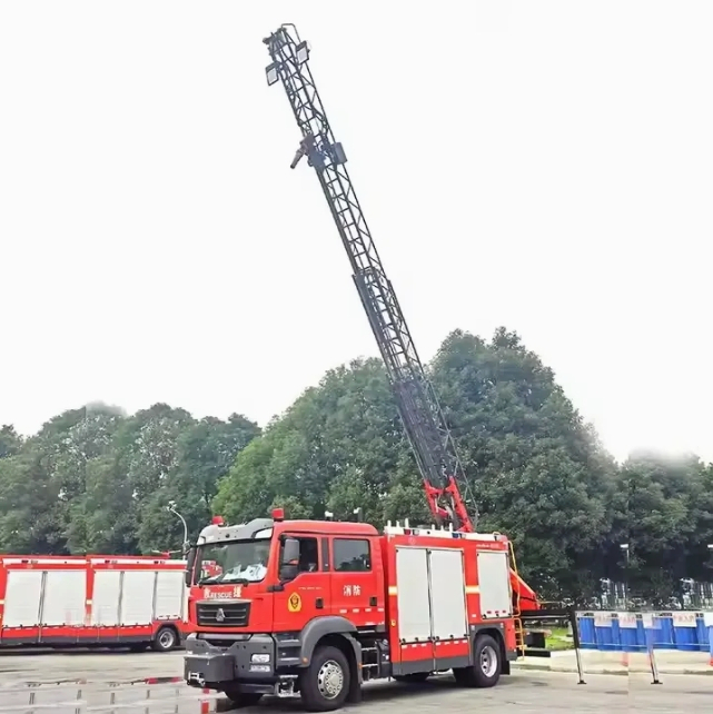 HOWO aerial ladder fire rescue truck with palfinger crane HOWO aerial ladder fire rescue truck with palfinger crane