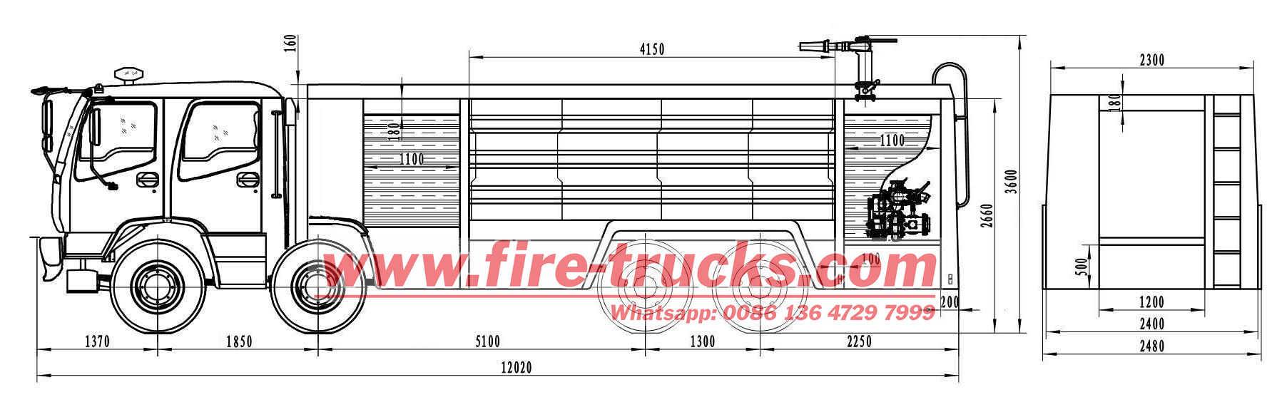 HOWO 8x4 heavy duty dry powder fire truck drawing HOWO 8x4 heavy duty dry powder fire truck drawing