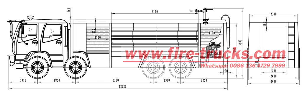 HOWO fire engine technical drawing HOWO fire engine technical drawing