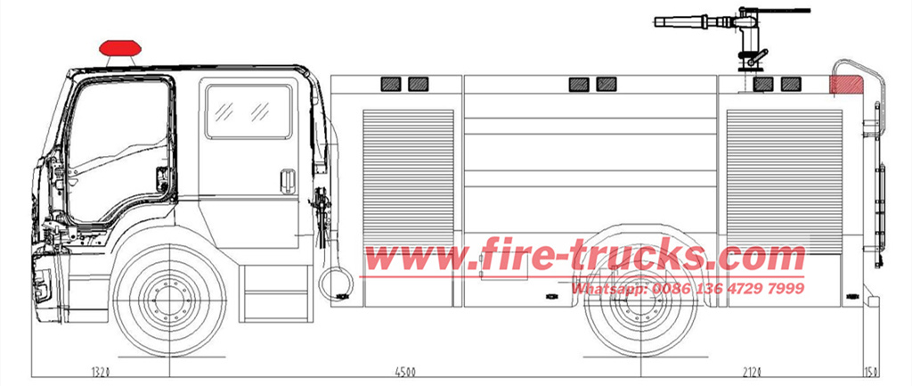 ISUZU FVR heavy duty water foam pumper fire truck drawing ISUZU FVR heavy duty water foam pumper fire truck drawing