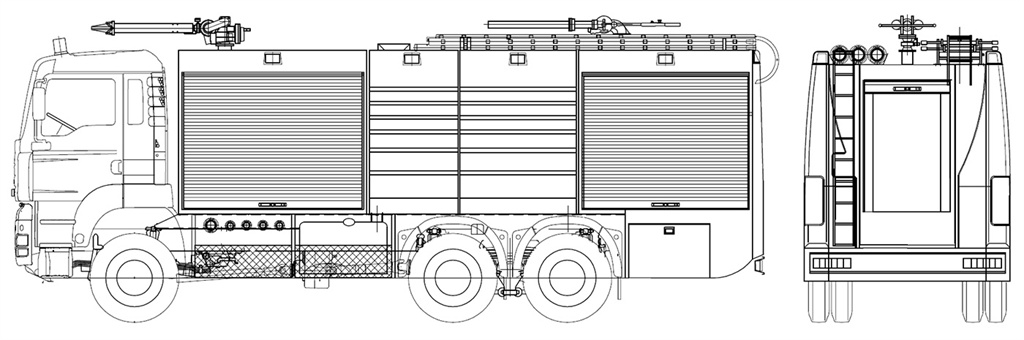 POWERSTAR export Benz Arocs 6x4 fire truck drawing