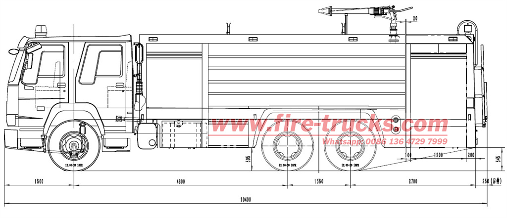 Beiben V3 fire truck technical drawing Beiben V3 fire truck technical drawing