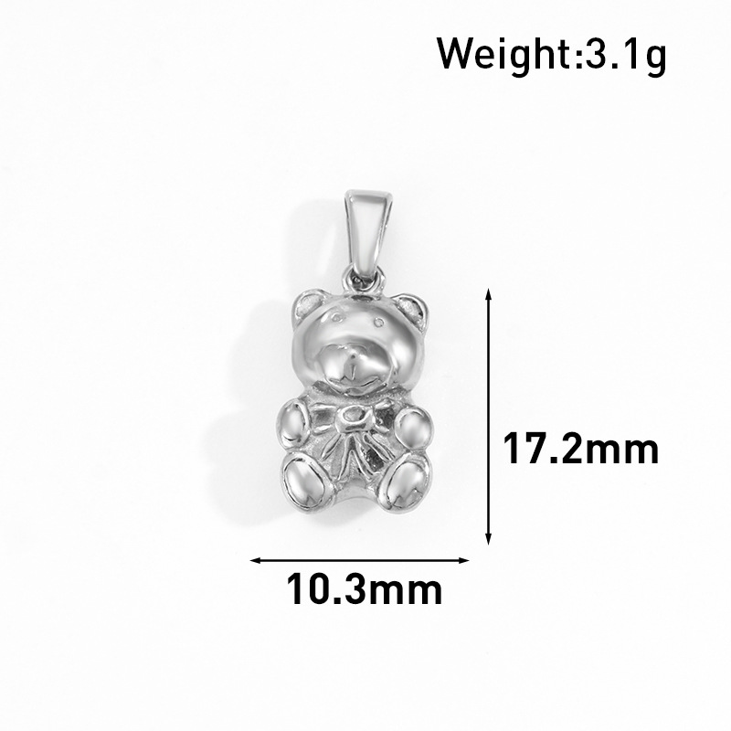 Sliver Teddy Bear Necklace Pendant