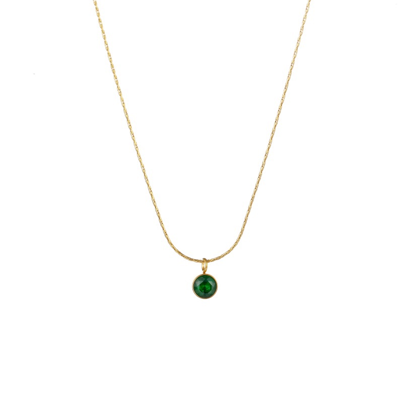 round green stone necklace round green stone necklace