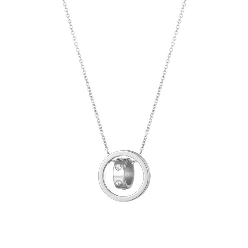 Double Ring Pendant Silver Necklace Double Ring Pendant Silver Necklace