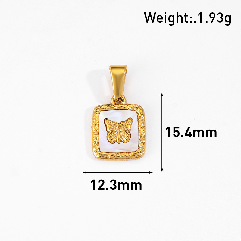 18k Gold Square Butterfly Pendant