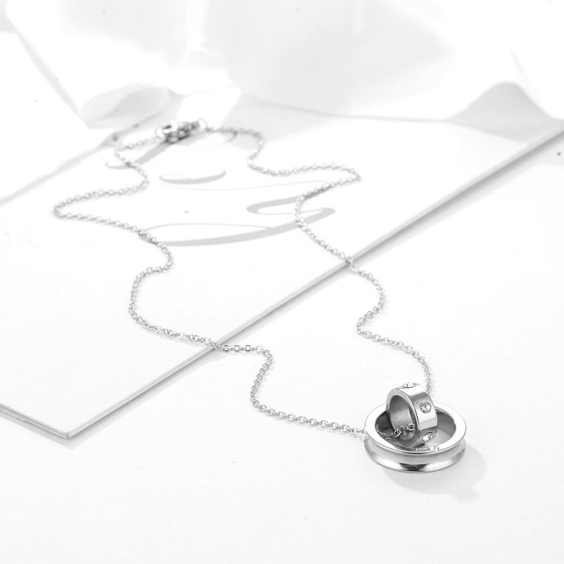 Double Ring Pendant Silver Necklace Double Ring Pendant Silver Necklace