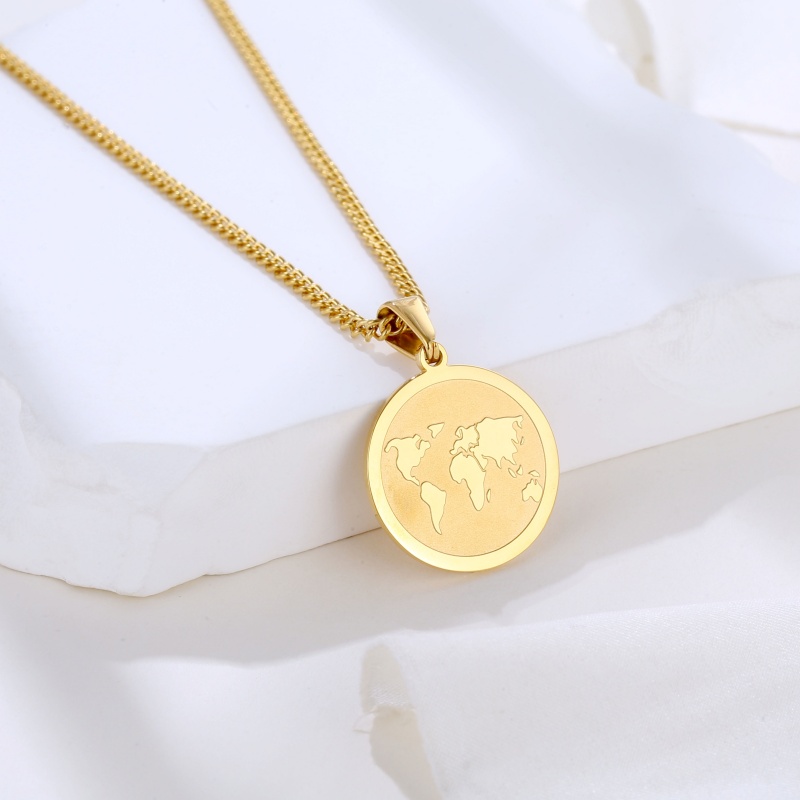 World Map Round Necklace World Map Round Necklace