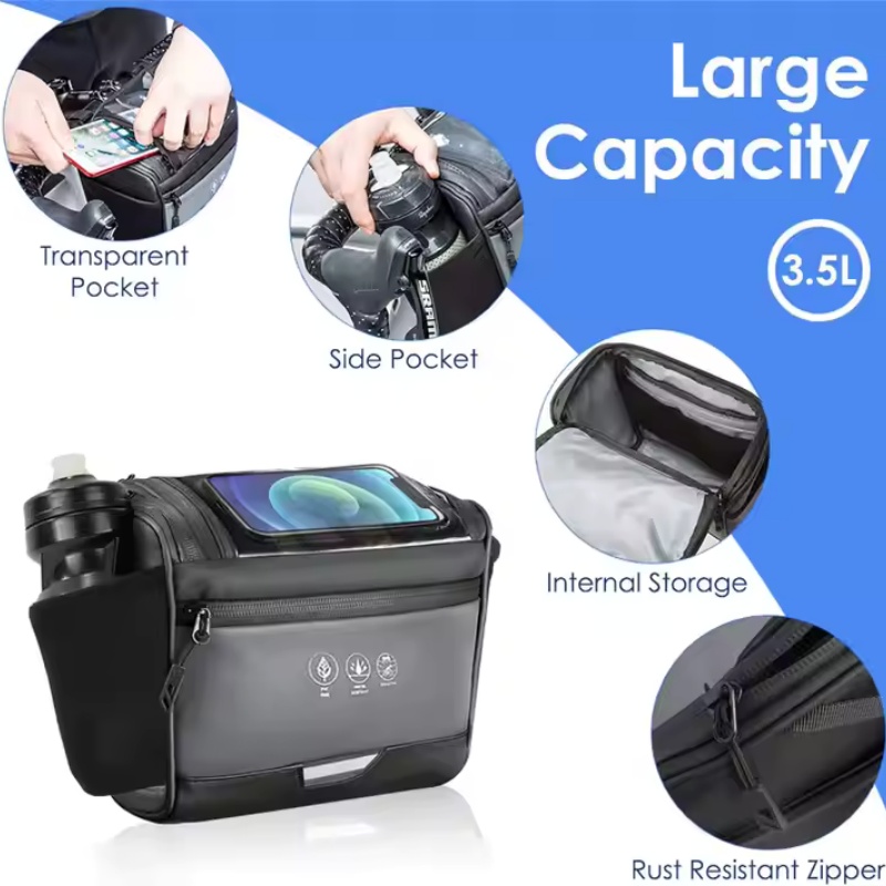 custom Phone Holder Bike Handlebar Bag for Road Cycling