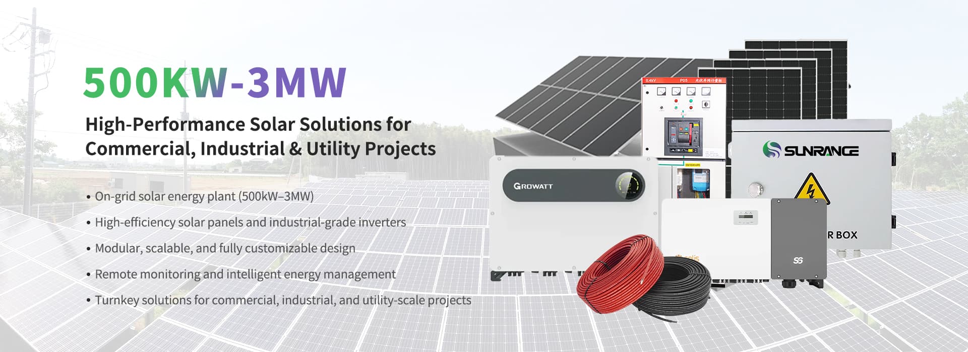Sunrange 500KW-3MW On-Grid Solar Power System Sunrange 500KW-3MW On-Grid Solar Power System