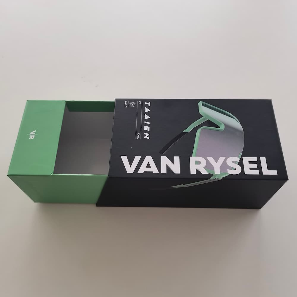 Cycling sun glasses slide out paper box